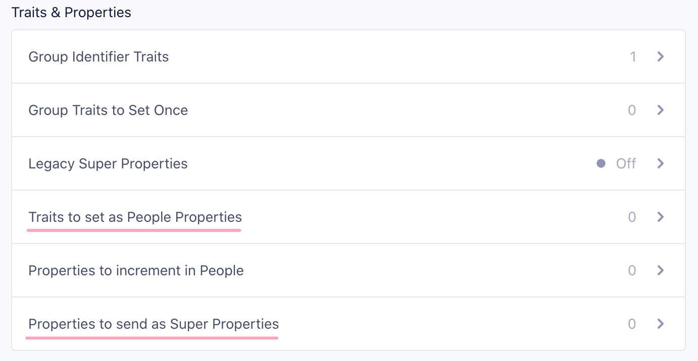 mixpanel people properties list