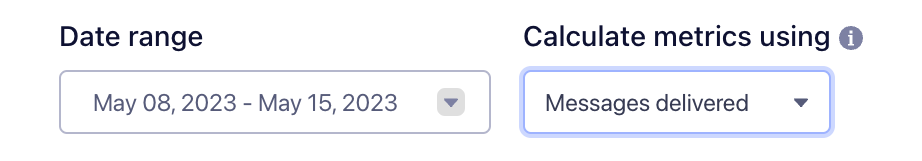 The date range picker and metric calculator dropdown in the Segment UI